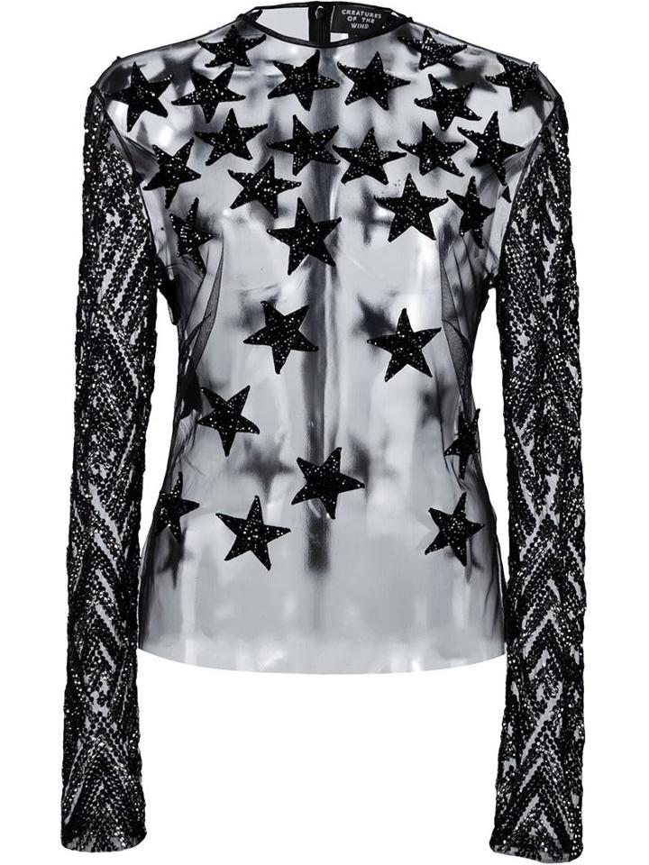 Creatures Of The Wind 'tamil' Top, Women's, Size: 8, Black, Nylon/swarovski Crystal