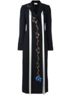 Christopher Kane Embroidered Rose Coat, Women's, Size: 46, Black, Silk/polyester/cupro/glass