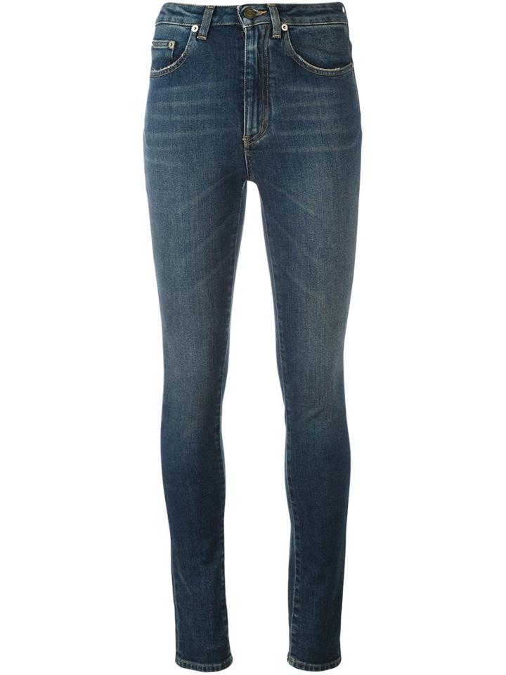 Saint Laurent Original High Waisted Jeans, Women's, Size: 26, Blue, Cotton/spandex/elastane