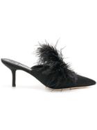 Tory Burch Feather Crystal Embellished Mules - Black
