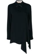 Marni - Asymmetric Double Layer Shirt - Women - Silk/acetate - 44, Black, Silk/acetate