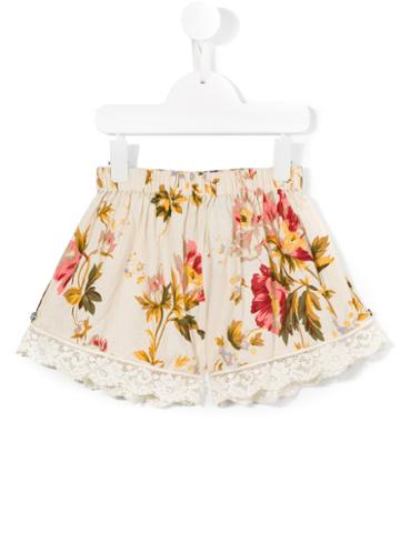 Pero Kids Floral Print Shorts, Girl's, Size: 8 Yrs, Nude/neutrals
