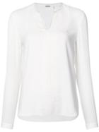 Elie Tahari Embroidered Trim Blouse, Women's, Size: Medium, White, Triacetate/polyester