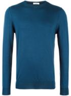 Paolo Pecora Fine Knit Jumper, Men's, Size: Medium, Blue, Wool