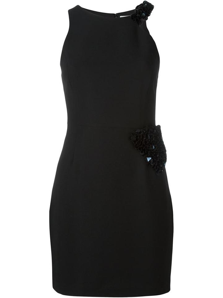 Halston Heritage Ruffle Panel Detail Asymmetric Halterneck Dress