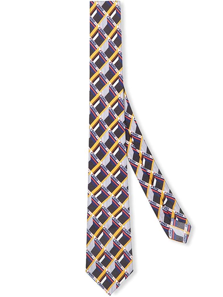 Fendi Cube Print Twill Tie - Multicolour
