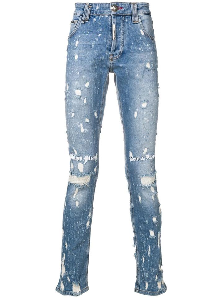 Philipp Plein Slim Distressed Jeans - Blue