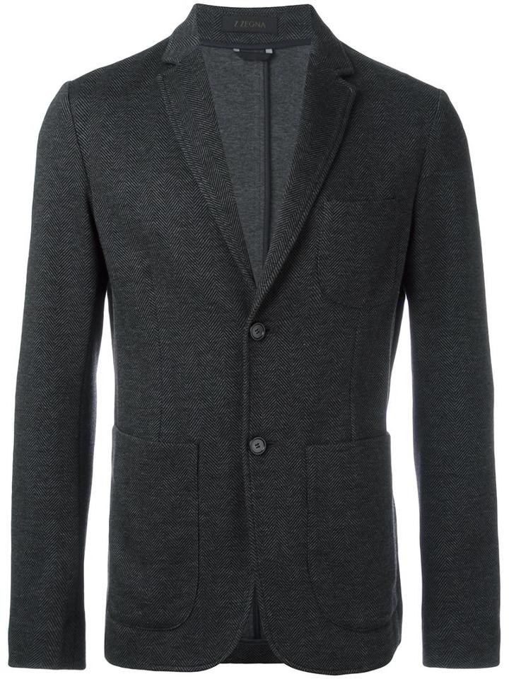 Z Zegna Patch Pockets Blazer, Men's, Size: 52, Grey, Cupro/cotton/wool/polyamide