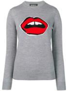 Markus Lupfer Painted Lip Intarsia Jumper - Grey