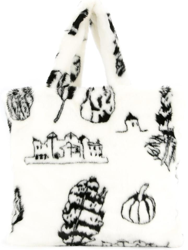 Shrimps Giacomo Faux Fur Tote Bag - White