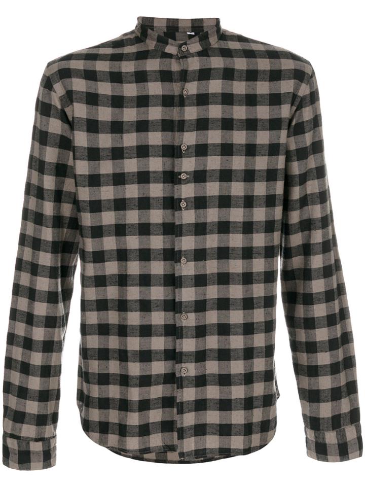 Costumein Checked Band Collar Shirt - Black