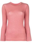 Issey Miyake Cauliflower Crew Neck Fine Knit Top - Pink & Purple