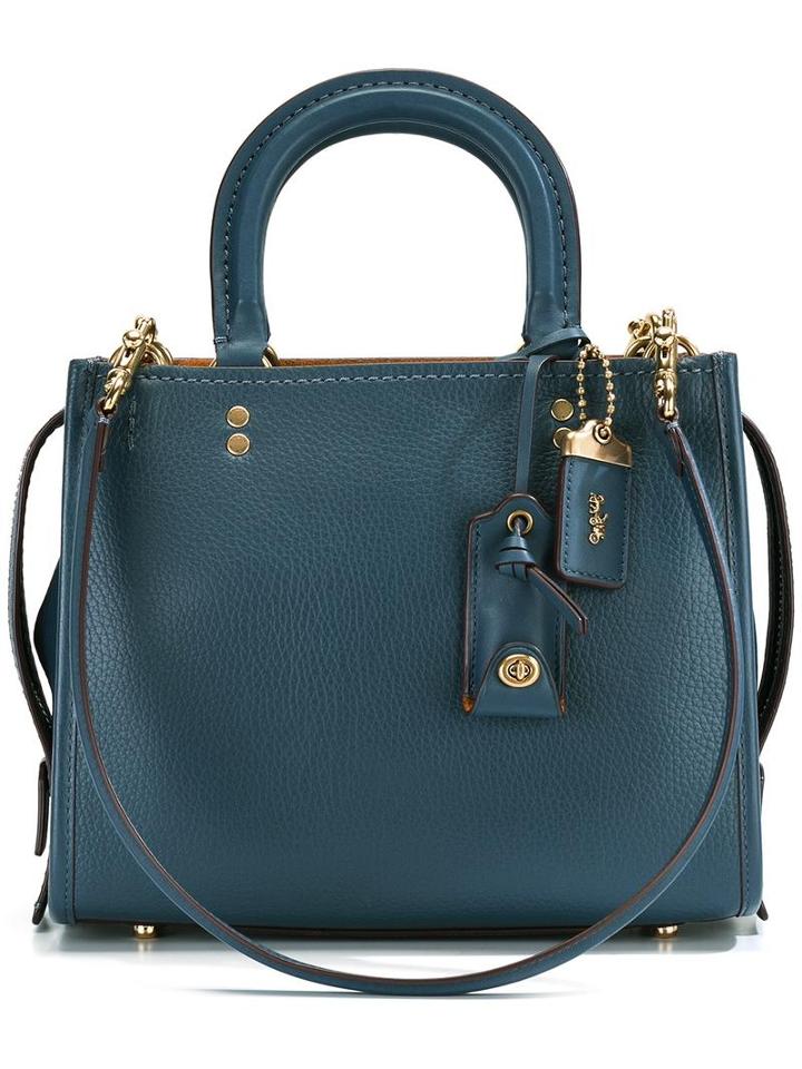 Coach Detachable Straps Tote, Women's, Blue, Leather
