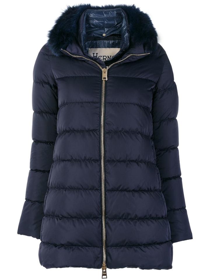 Herno Fur Hood Trim Jacket - Blue