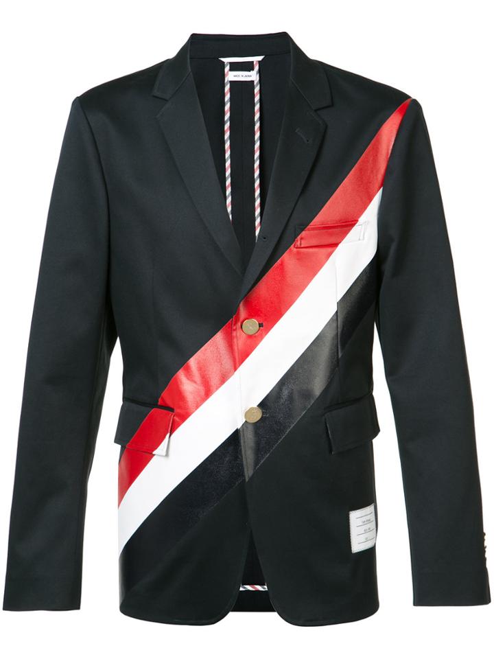 Thom Browne Diagonal Stripe Blazer - Blue