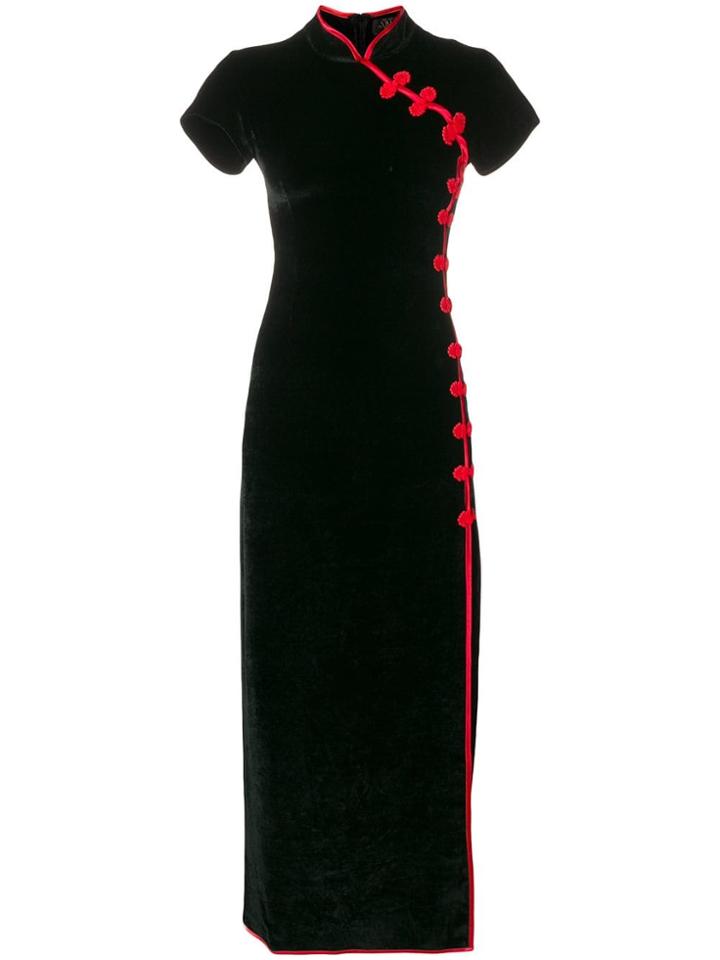 De La Vali Short-sleeved Long Dress - Black