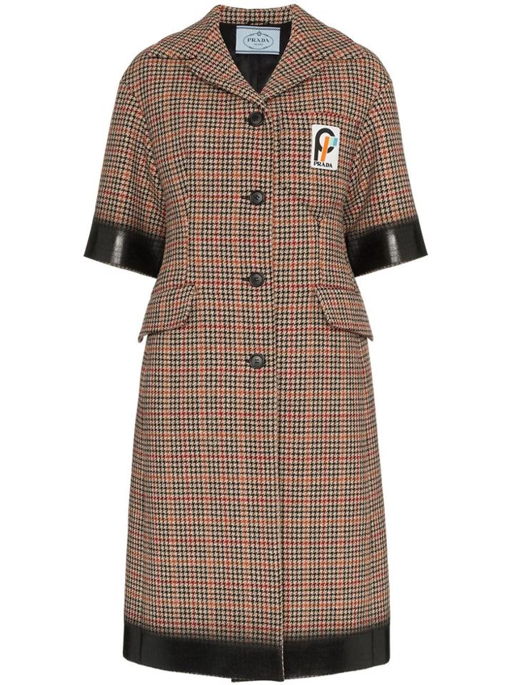 Prada Short Sleeved Tweed Coat - Brown