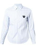 Comme Des Garcons Play Striped Embroidered Heart Shirt