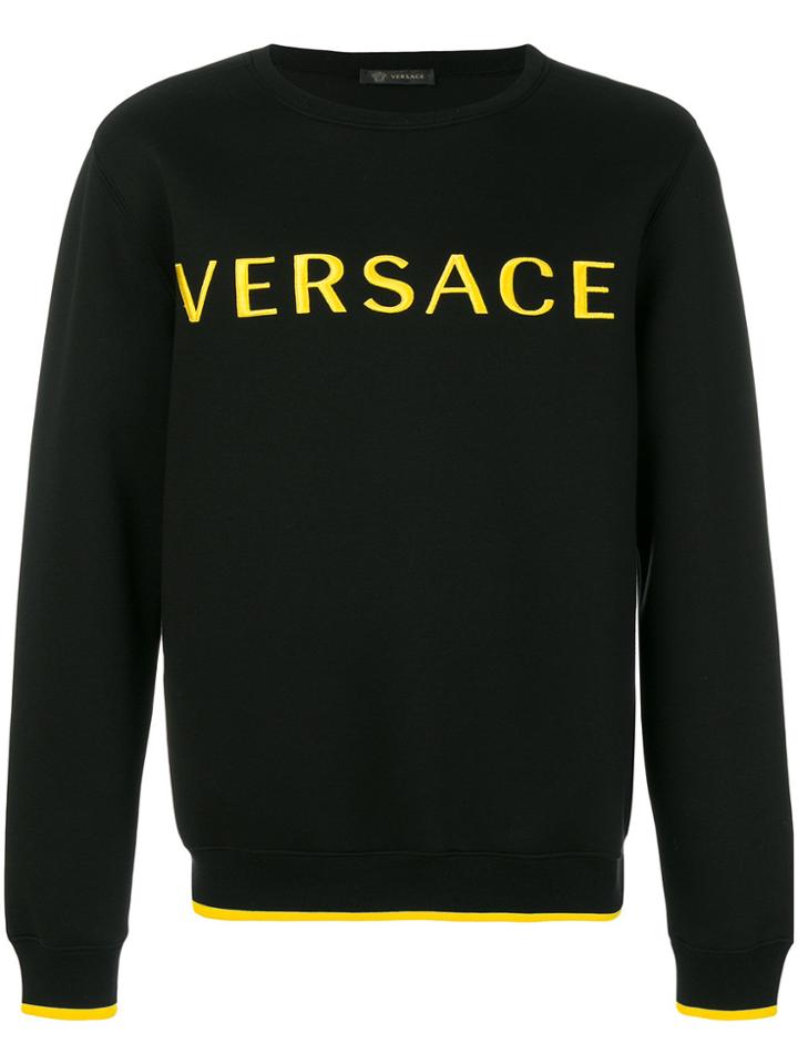 Versace Embroidered Logo Sweatshirt - Black