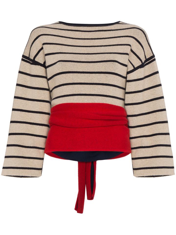 Rosie Assoulin Striped Wrap Knit - Brown