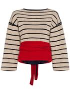 Rosie Assoulin Striped Wrap Knit - Brown