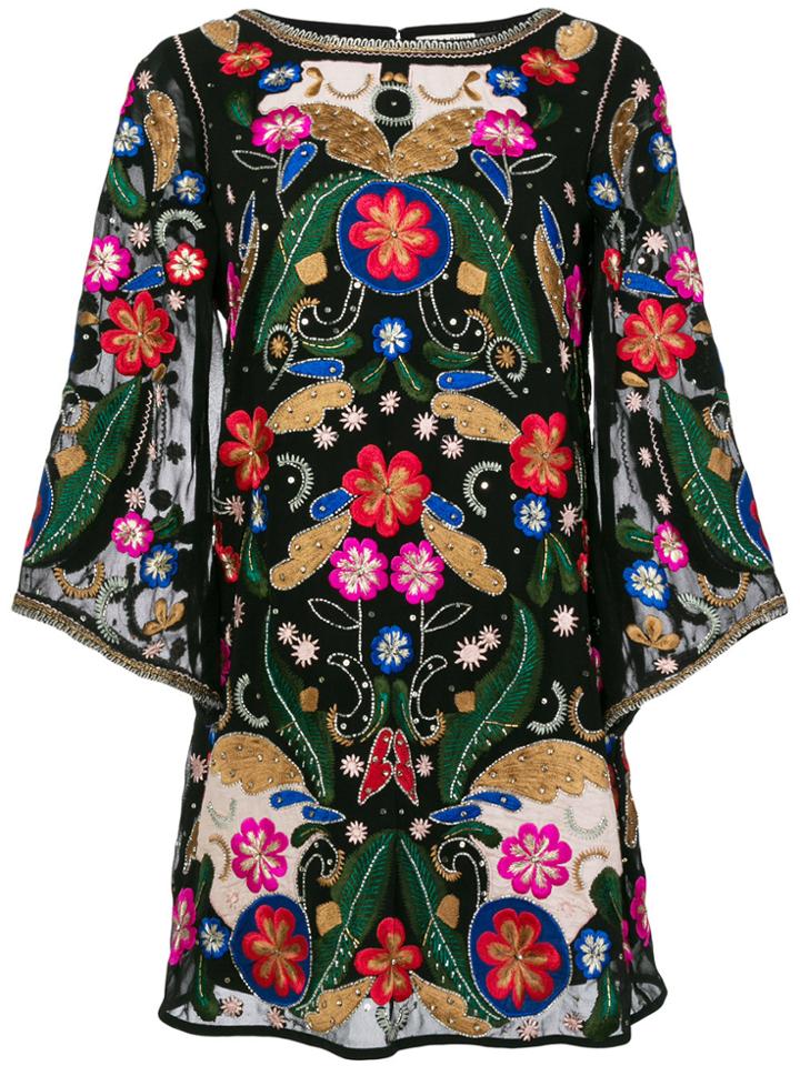 Alice+olivia Embroidered Pattern Dress - Black