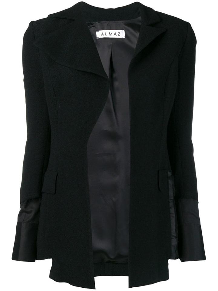 Almaz Asymmetric Open Front Jacket - Black