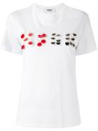 Msgm Logo Embellished T-shirt, Women's, Size: Medium, White, Cotton