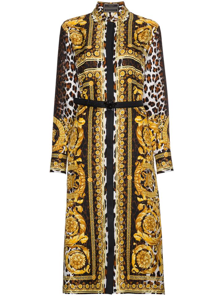 Versace Silk Signature Print Dress - Multicolour