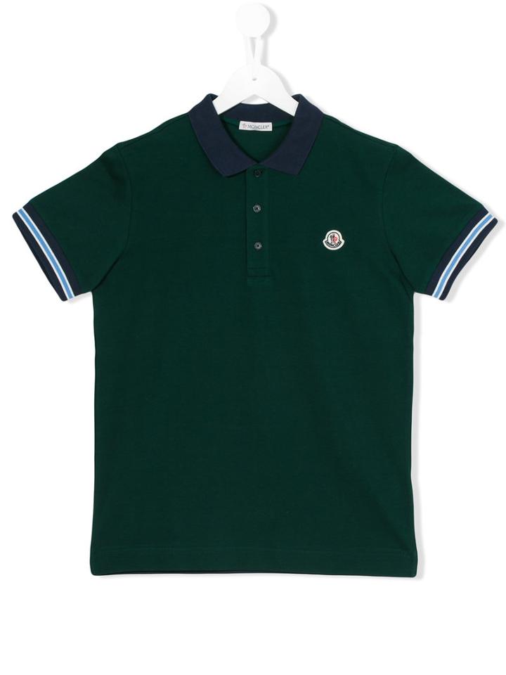 Moncler Kids - Embroidered Logo Polo Shirt - Kids - Cotton - 14 Yrs, Green