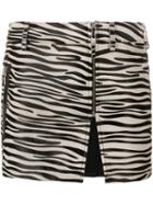 Filles A Papa Zebra Print Mini Skirt, Women's, Size: 1, Black, Cotton/calf Leather