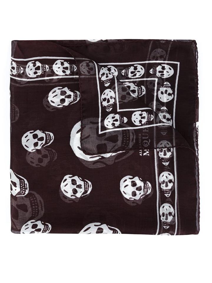 Alexander Mcqueen - 'skull' Scarf - Unisex - Silk - One Size, Brown, Silk
