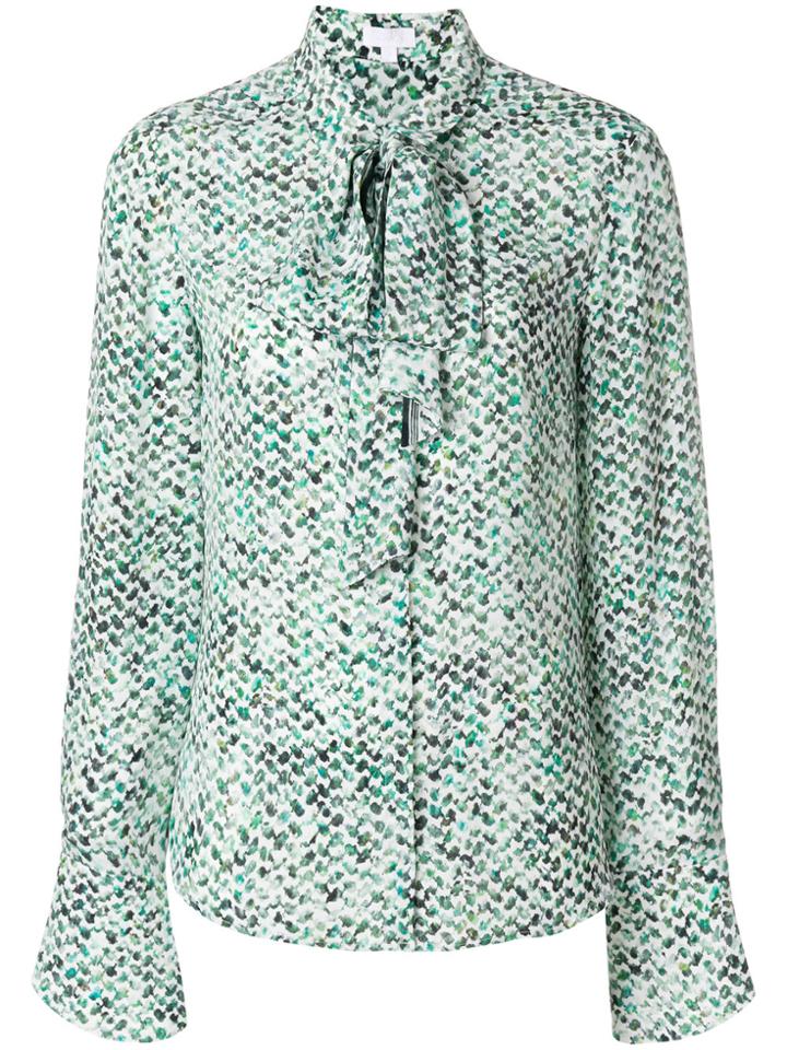 Lala Berlin Pattered Pussy Bow Blouse - White