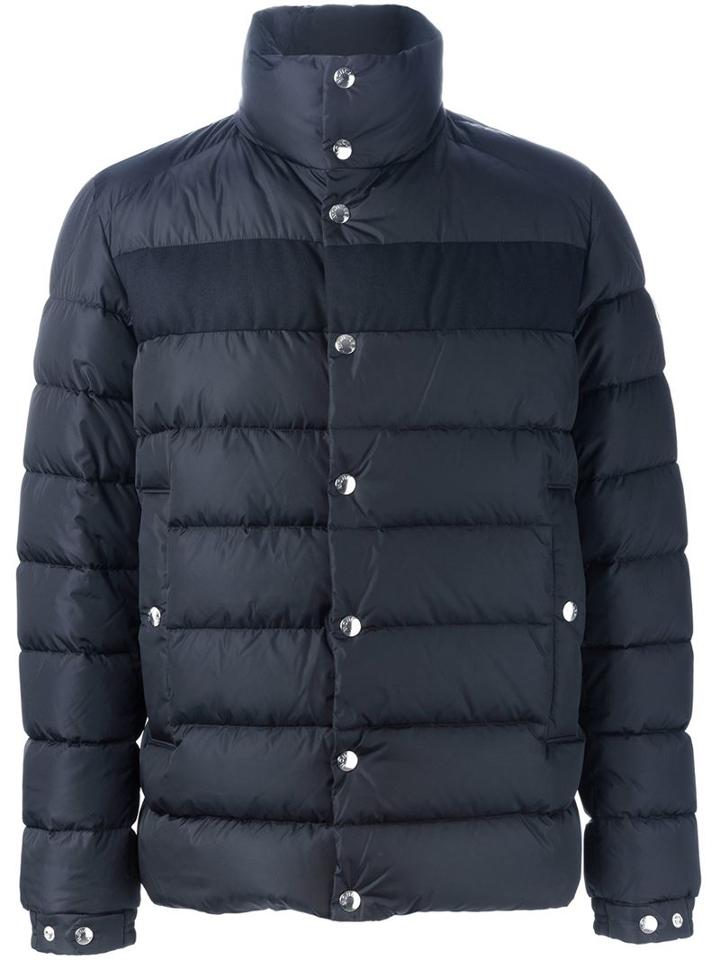 Moncler 'breval' Padded Jacket, Men's, Size: 3, Blue, Feather Down/polyamide/wool