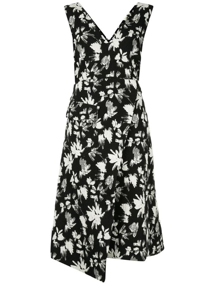 Goen.j Crinkled Flower Wrap Dress - Black