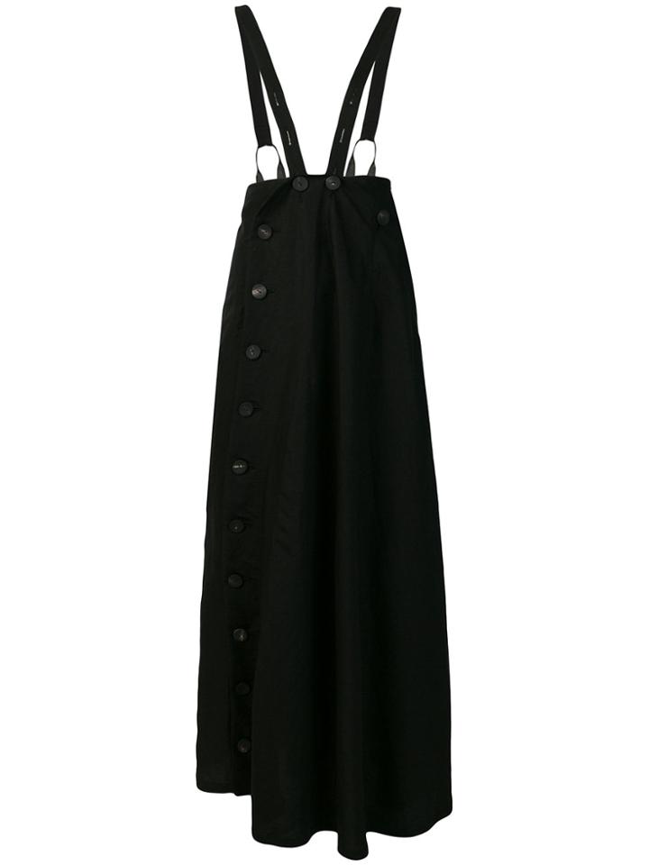 Yohji Yamamoto Buttoned Shoulder Strap Skirt - Black
