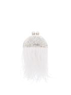 Marzook Crystal-embellished Feather Clutch Bag - Silver