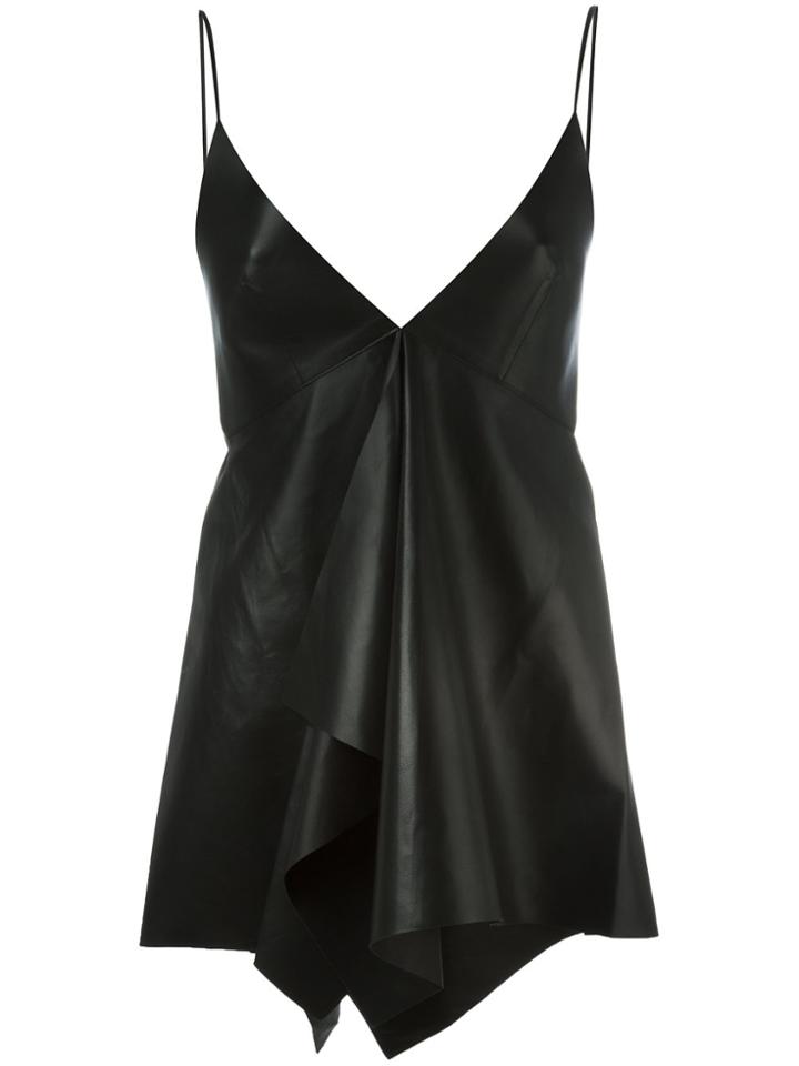 Valentino Handkerchief Hem Leather Top - Black