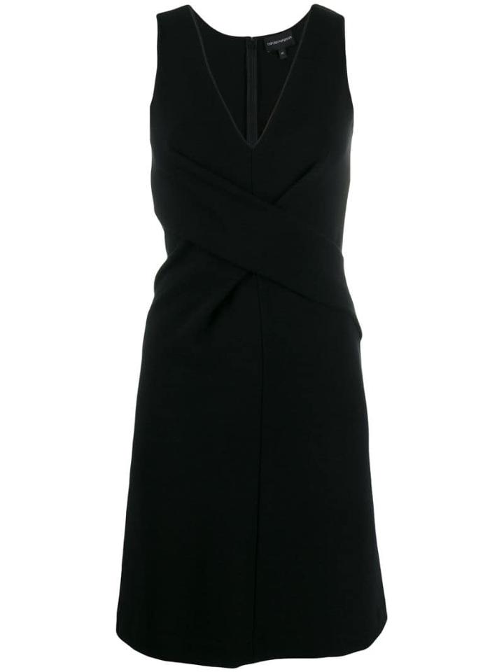 Emporio Armani Wrap-front V-neck Dress - Black