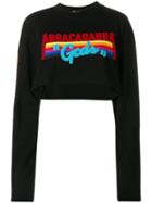 Gcds Cropped Slogan Sweater - Black