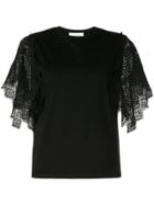 Le Ciel Bleu Lace Panel Sleeve Blouse - Black