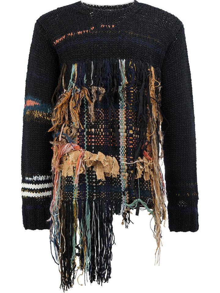Dries Van Noten Destroyed Effect Jumper, Men's, Size: Small, Black, Silk/cotton/linen/flax/wool