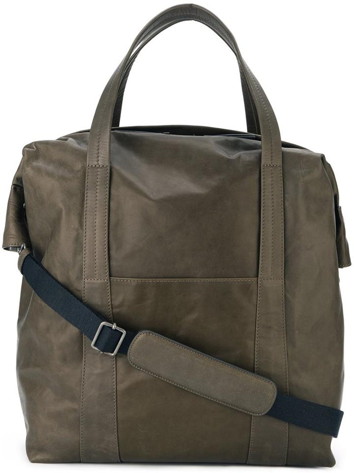 Maison Margiela Shopper Shoulder Bag, Men's, Green, Cotton/calf Leather/polyester