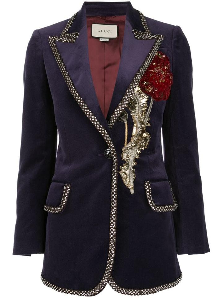 Gucci Embellished Velvet Blazer - Purple