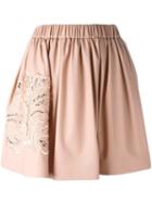 Msgm Elastic Waistband Embroidered Skirt, Women's, Size: 38, Pink/purple, Polyester/polyurethane