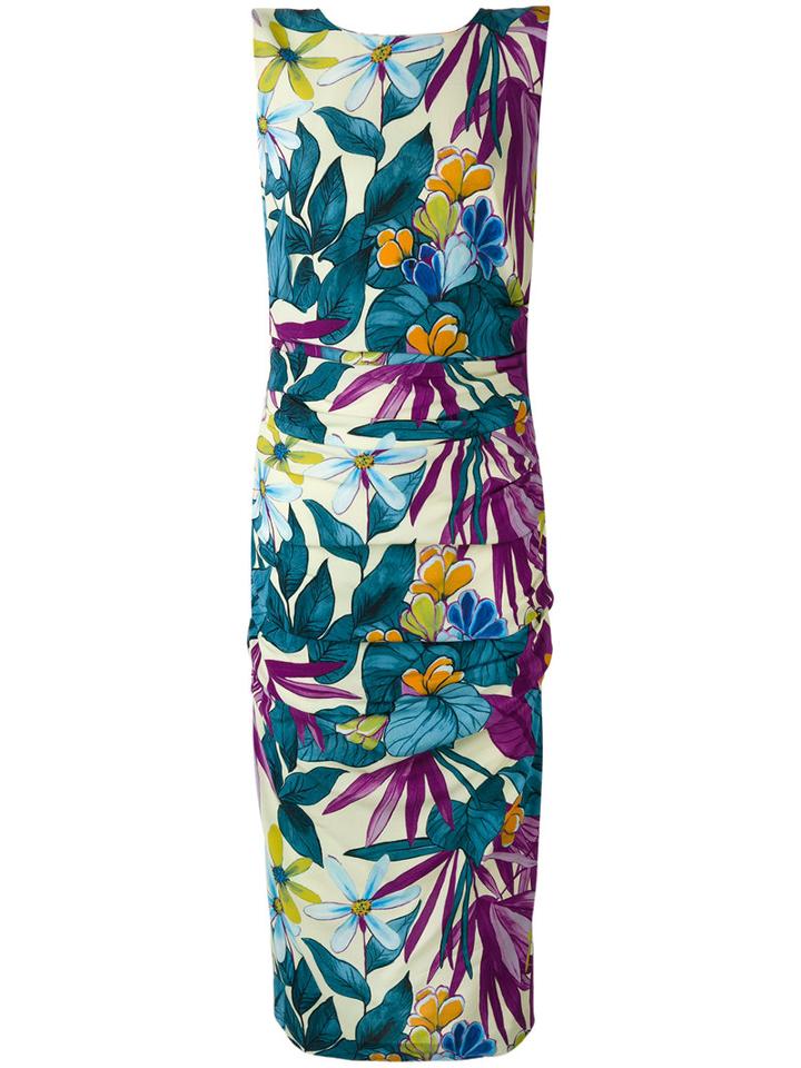 Eggs - Floral Print Fitted Dress - Women - Polyester/acetate/viscose - 44, Blue, Polyester/acetate/viscose