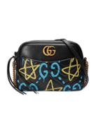 Gucci Gg Marmont Guccighost Shoulder Bag, Women's, Black, Leather/metal/microfibre
