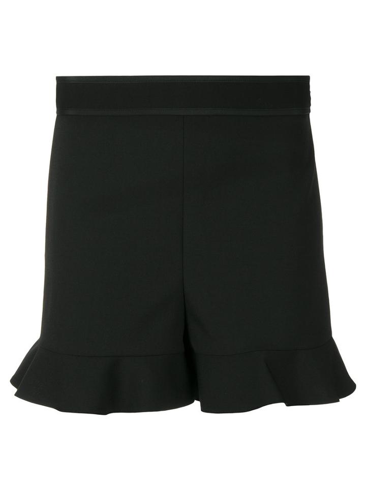 Red Valentino - Ruffled Mini Shorts - Women - Polyester/spandex/elastane/wool - 42, Black, Polyester/spandex/elastane/wool