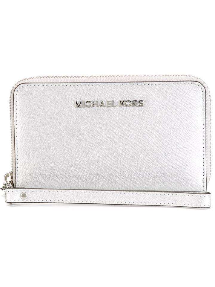 Michael Michael Kors 'jet Set Travel' Wristlet, Women's, Grey, Leather