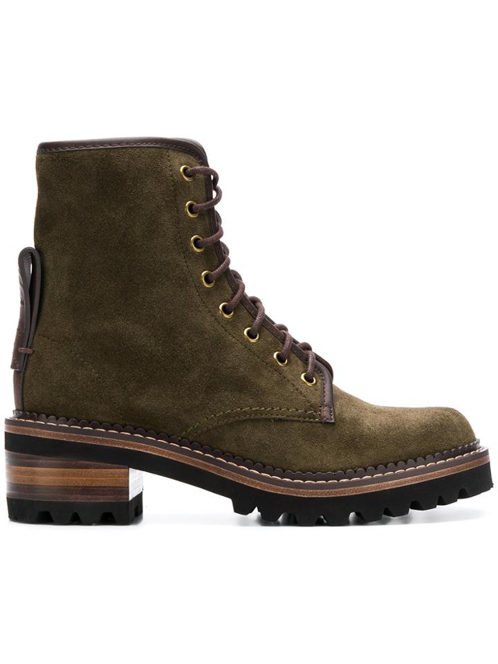 See By Chloé Lace-up Ankle Boots - Green